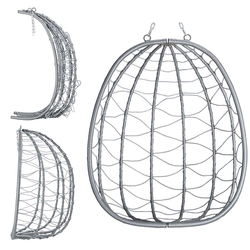 Poltrona Sospesa Giardino Sedia Dondolo Amaca pendolo in Rattan e Metallo Grigio