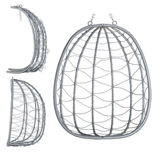 Poltrona Sospesa Giardino Sedia Dondolo Amaca pendolo in Rattan e Metallo Grigio