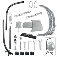 Poltrona Sospesa Giardino Sedia Dondolo Amaca pendolo in Rattan e Metallo Grigio