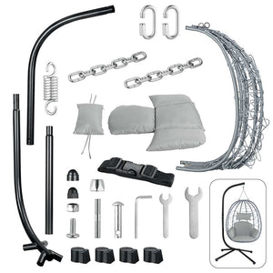 Poltrona Sospesa Giardino Sedia Dondolo Amaca pendolo in Rattan e Metallo Grigio