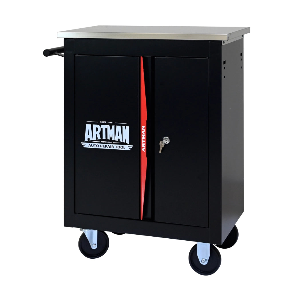 Carrello pieghevole a due ante con multiutensile ¨C Nero-Rosso