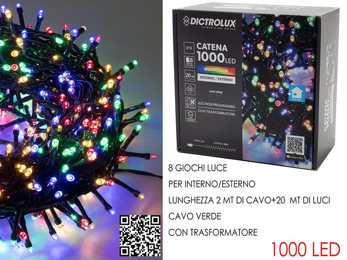 GHIRLANDA 1000 LUCI LED PER INTERNO E ESTERNO LED: MULTICOLOR