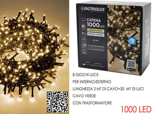 GHIRLANDA 1000 LUCI LED PER INTERNO E ESTERNO LED: BIANCO CALDO