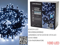 GHIRLANDA 1000 LUCI LED PER INTERNO E ESTERNO LED: BIANCO GHIACCIO