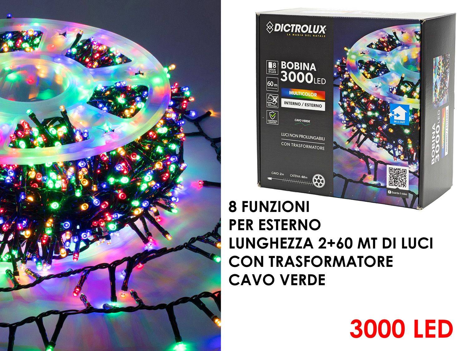 GHIRLANDA 3000 LED PER INTERNO ED ESTERNO LED: MULTICOLOR