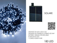 GHIRLANDA 180 LED SOLARI USO INTERNO ED ESTERNO LED: BIANCO GHIACCIO