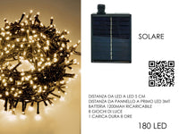 GHIRLANDA 180 LED SOLARI USO INTERNO ED ESTERNO LED: BIANCO CALDO