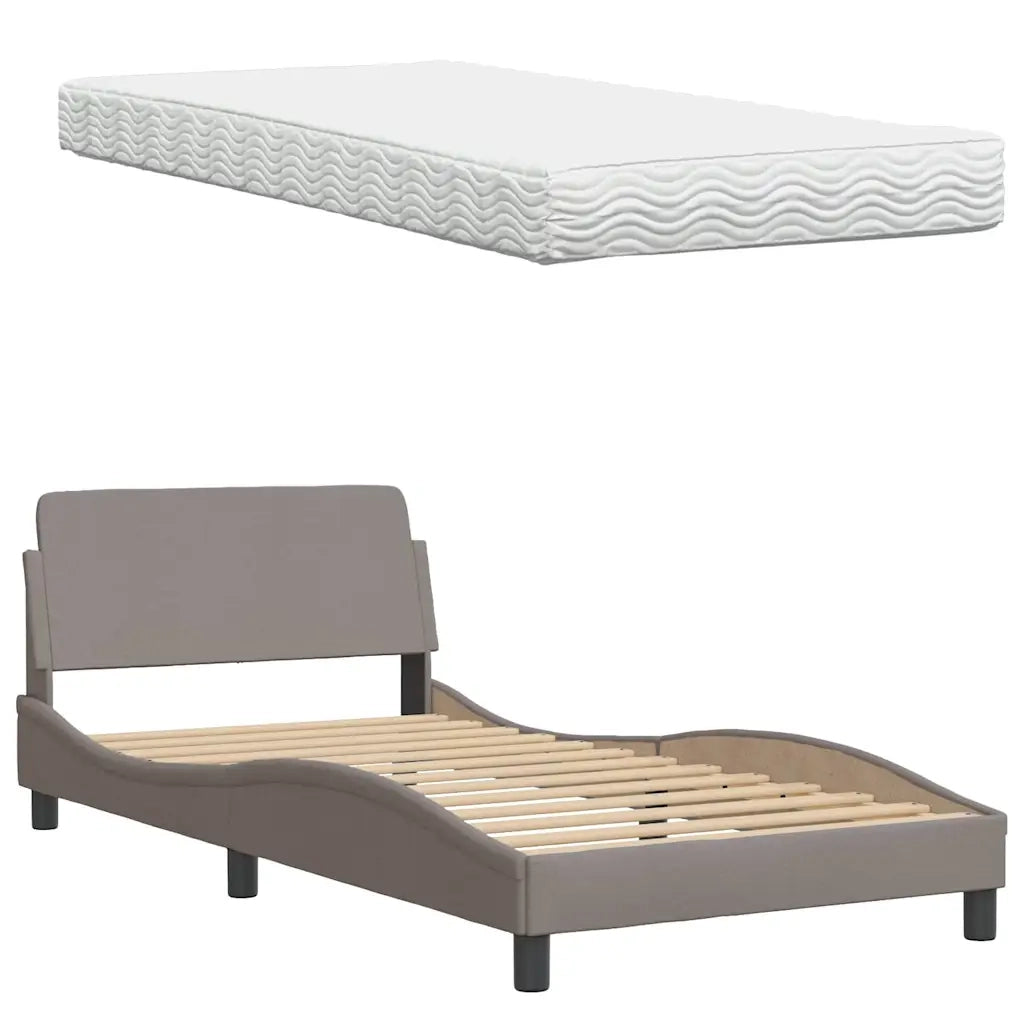 Letto con Materasso Tortora 100x200 cm in Tessuto 3310724