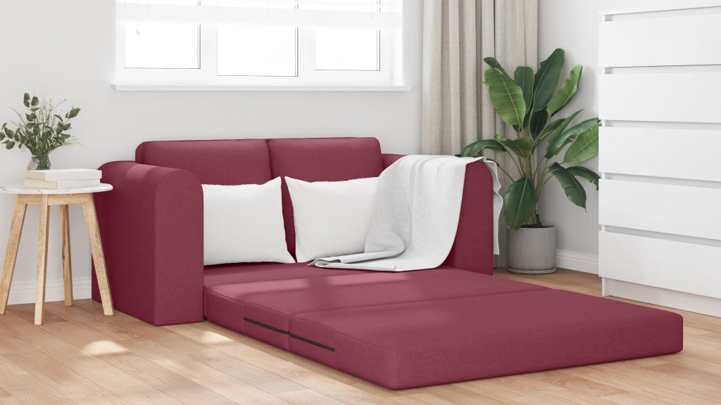 Divano Letto 2-in-1 Rosso Borgogna 148x71x83 cm Tessuto