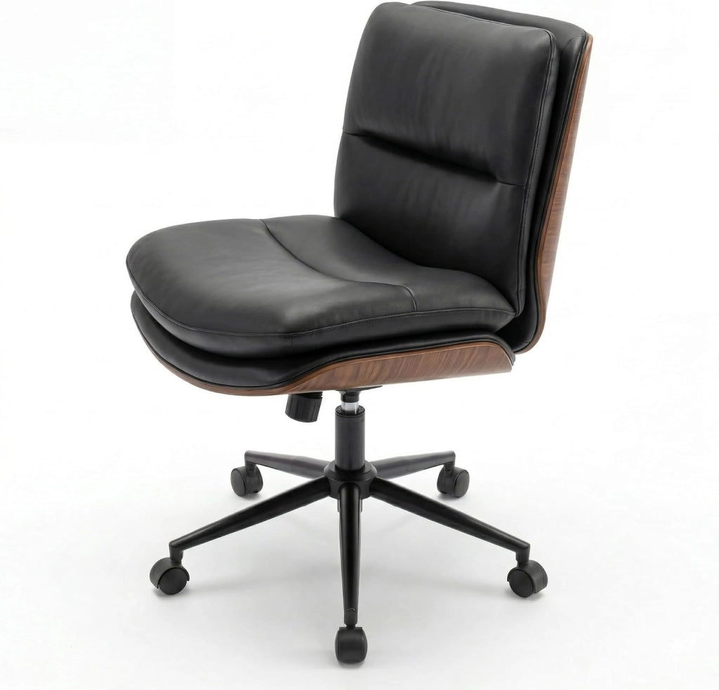 Sedia da Ufficio Girevole, Regolabile in Altezza, Sedia Ergonomica Scrivania con Schienale e Cuscini Imbottiti, Poltrona senza Braccioli con Ruote, per Lavoro, Studio e Relax (Bianco)