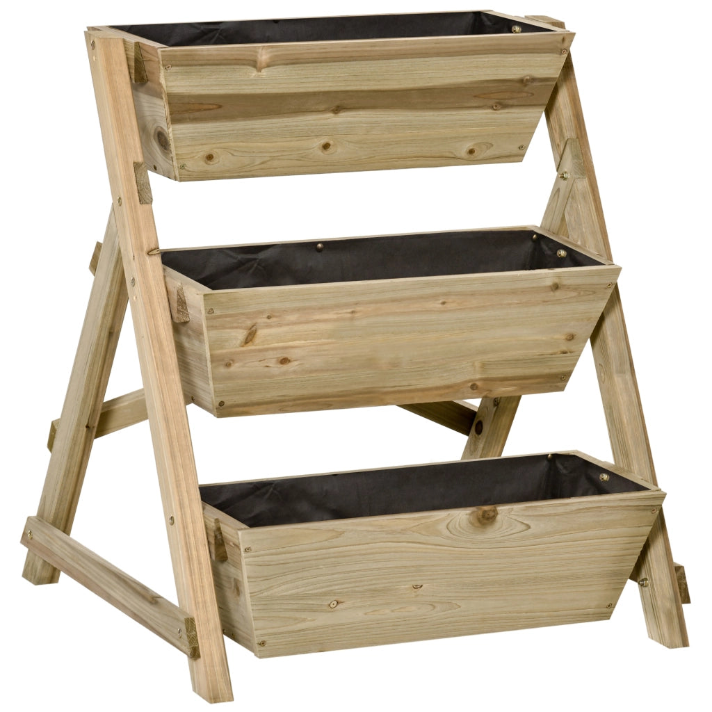 FIORIERA a 3 ripiani 71x61x77 cm Legno Naturale