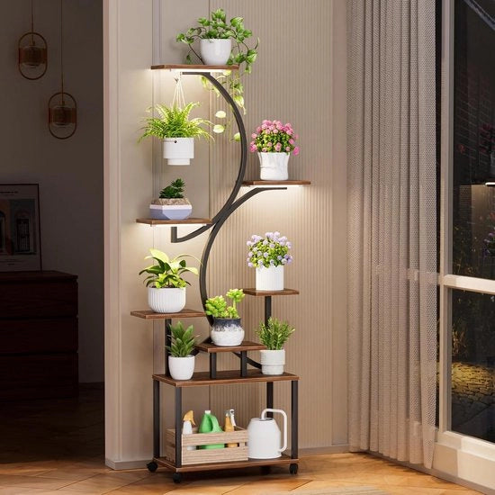 Supporto per piante con lampada a crescita - 8 pannelli per piante a forma S per interni con lampade per la coltivazione