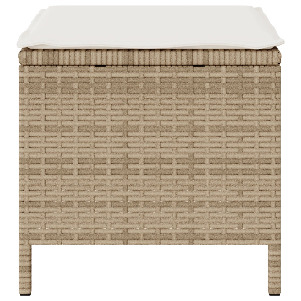 Set da Pranzo da Giardino 3 Pezzi con Cuscini Beige in Rattan e Acacia