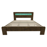 Letto Contenitore 180x200 cm con Mensole; LED e Prese in Legno Vintage per Camera