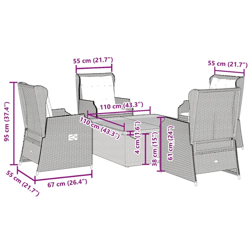 Set Divani da Giardino 5 pz con Cuscini in Polyrattan Beige 3262743