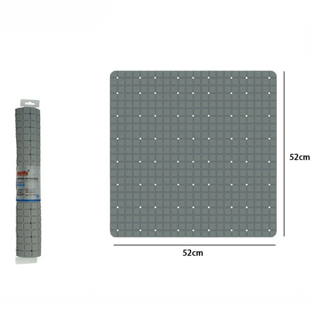 Trade Shop - Tappeto Tappetino Pvc Antiscivolo Per Vasca Bagno Doccia 52 X 52 Cm Grigio 79767 -