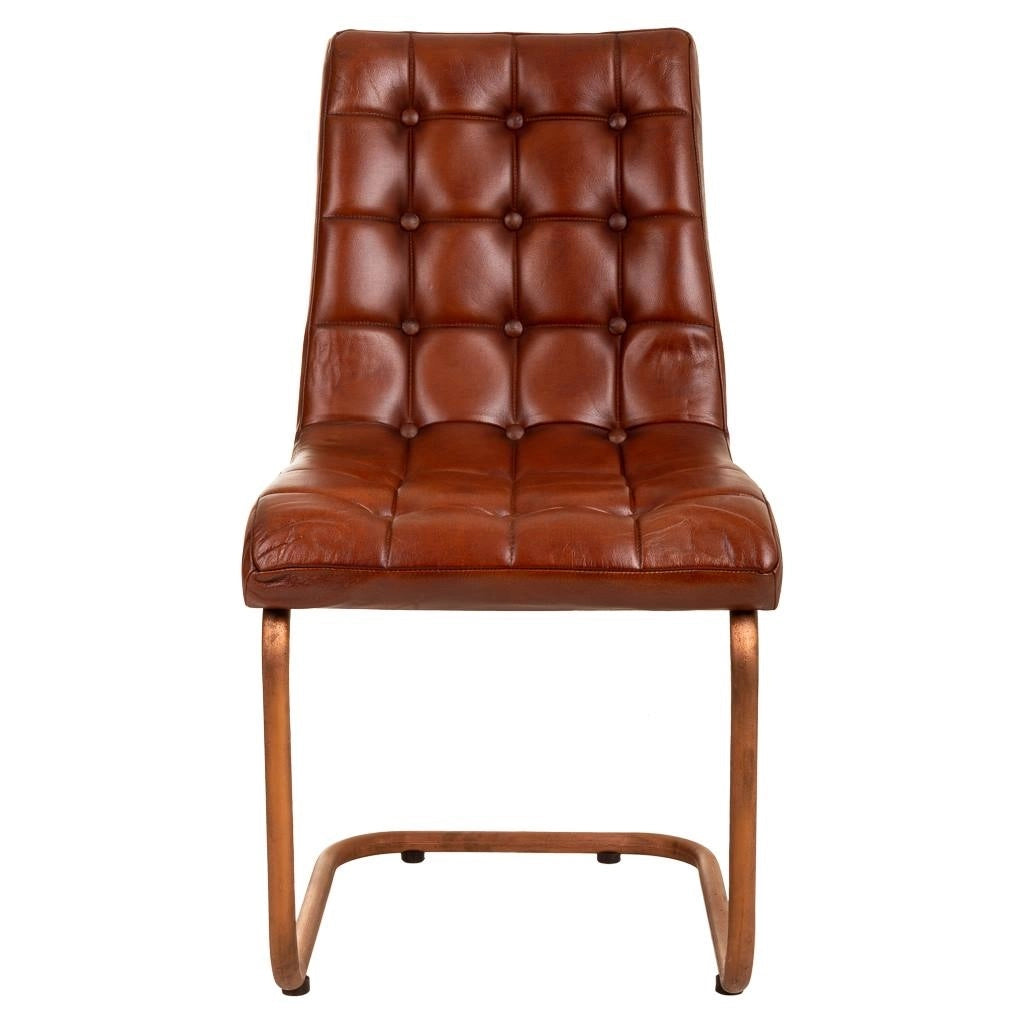 Sedia in metallo e pelle marrone 46x46x93h