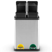 Pattumiera Raccolta Differenziata 30 LT Acciaio 2 Spazi Bidone Spazzatura Pedale