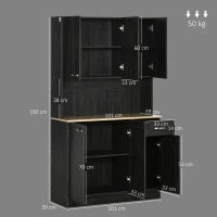 Credenza Cucina Alto con Cassetti e Armadietti, Mobile Dispensa Alto in Legno,101x39x180 cm, Nero | Aosom Italy