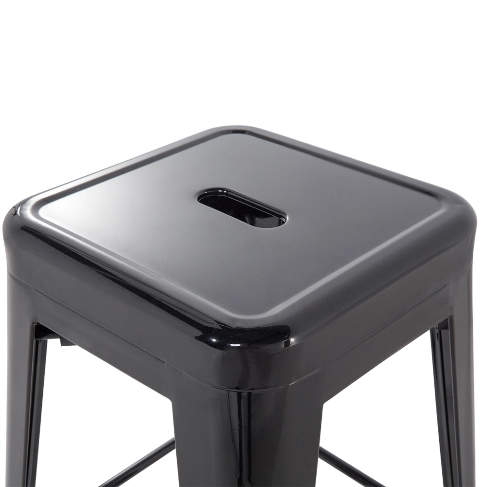 Set di 2 sgabelli da bar in Acciaio Nero 76 cm impilabili altezza bancone industriale