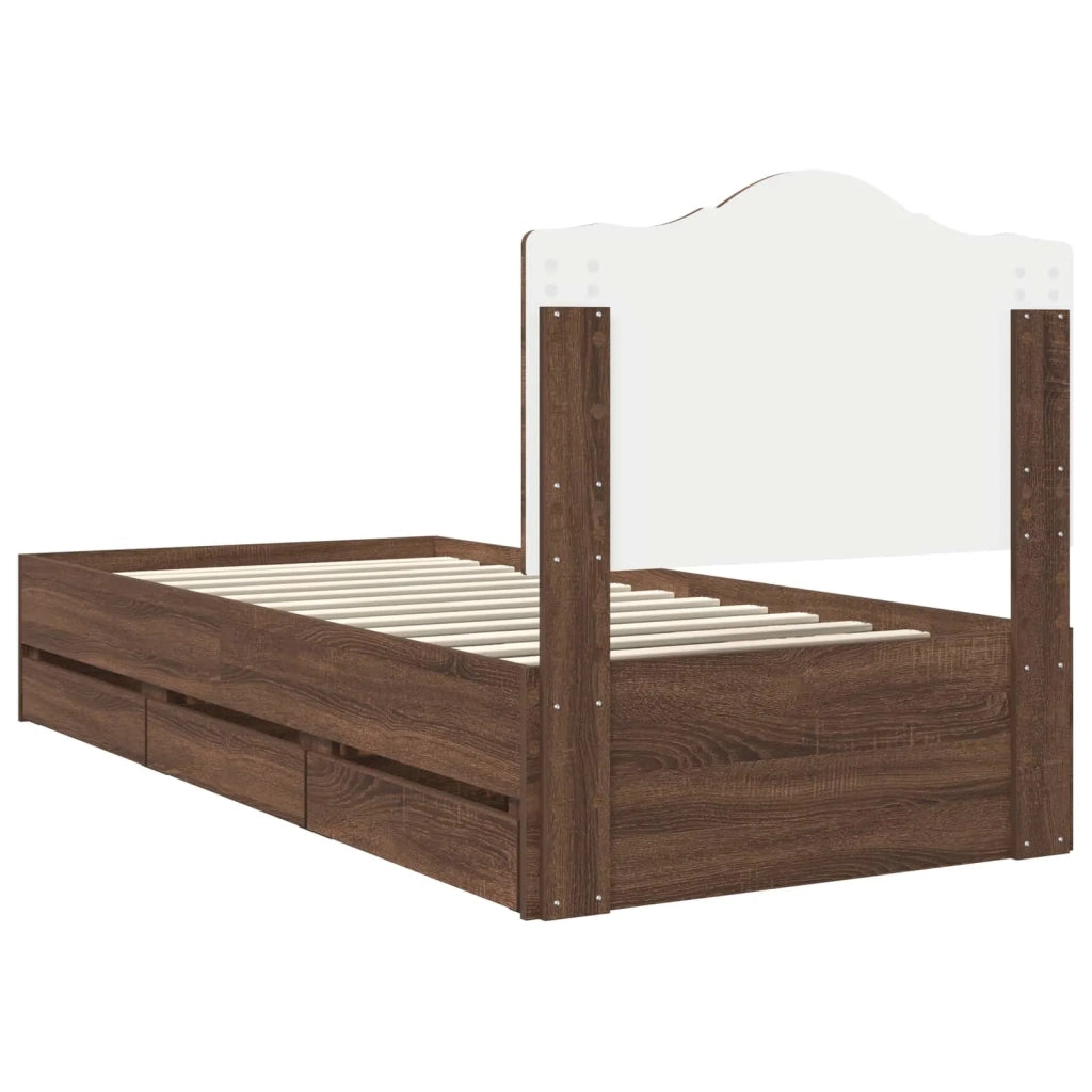 Struttura del letto con cassetto Quercia marrone 75 x 190 cm 3413470