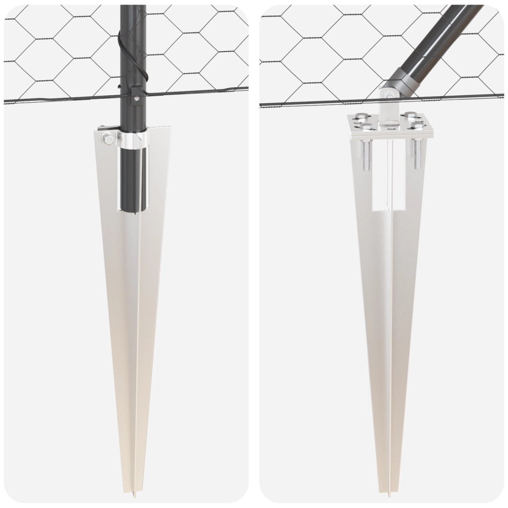 Set di Recinzione Set di 2 Grigio Metallo, filo rivestito in PVC