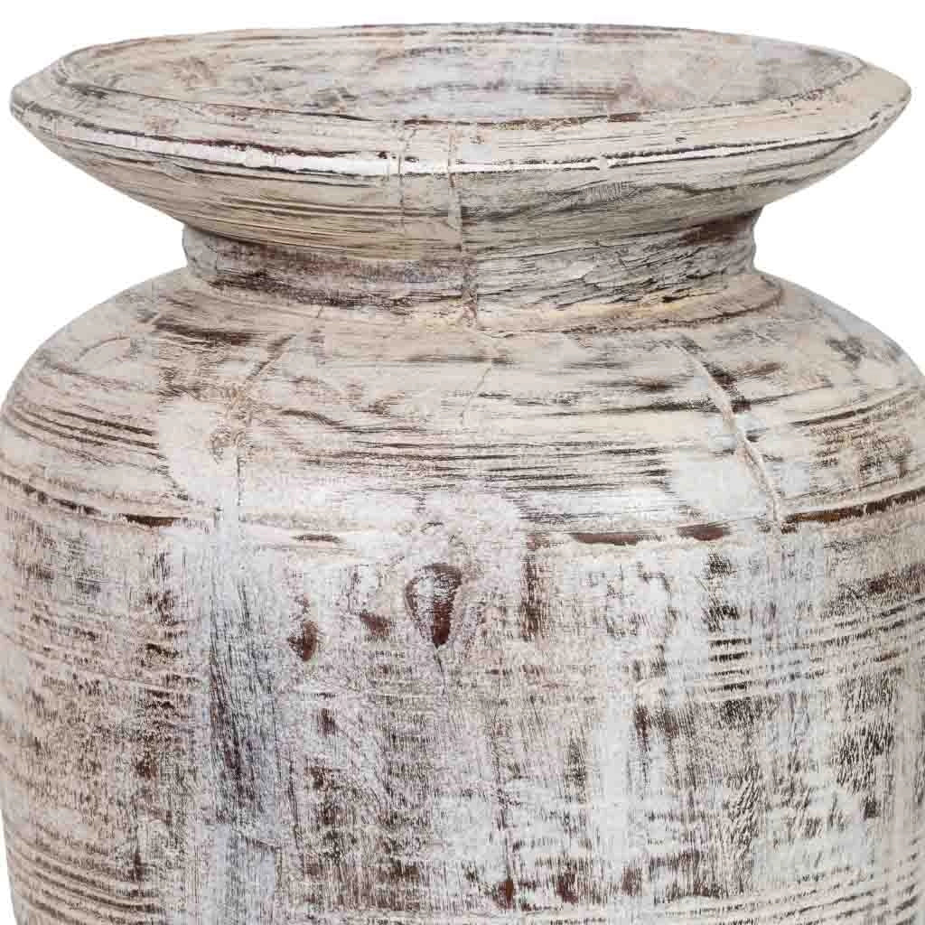Vaso in legno grigio cenere dipinto a mano 25x25x38h cm