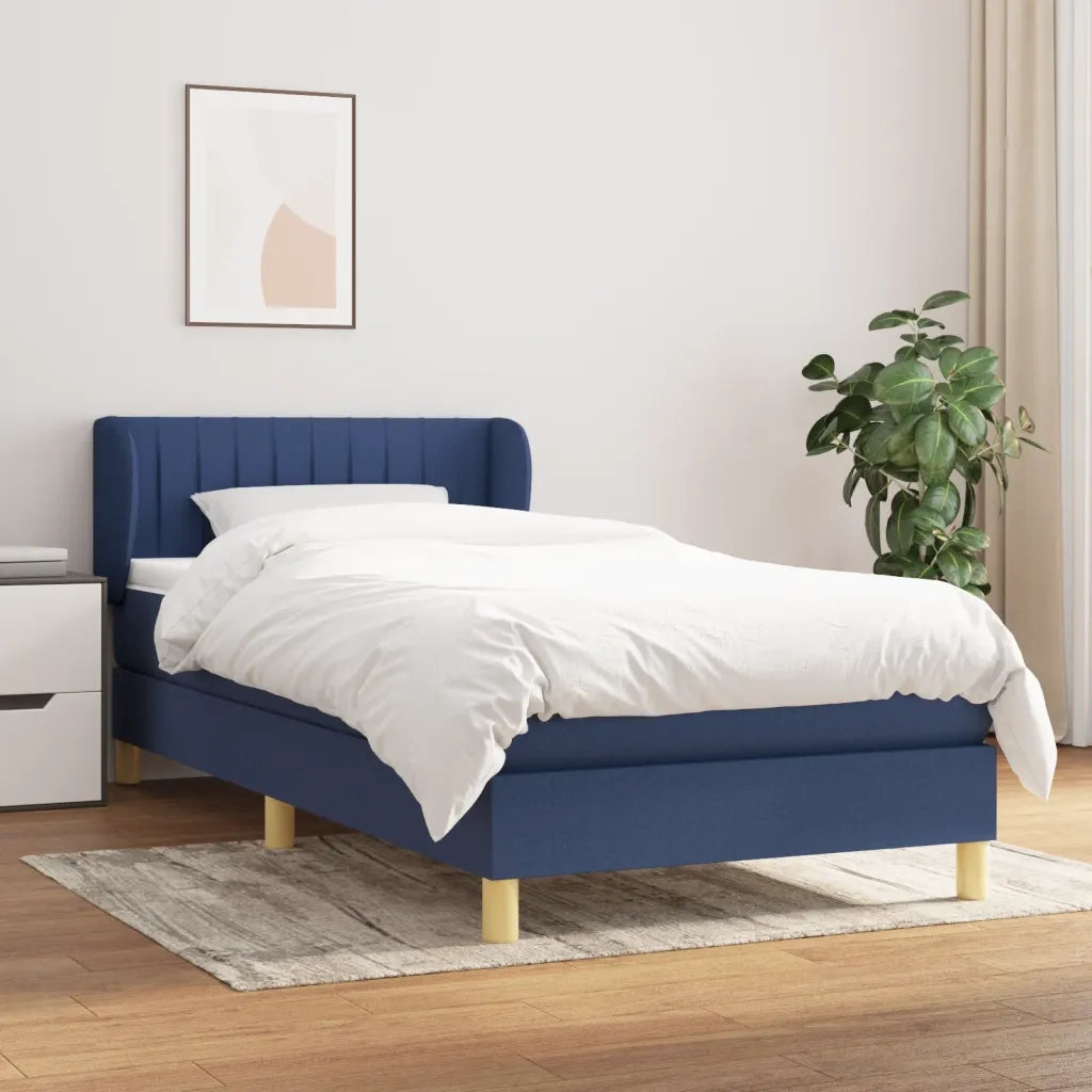 Giroletto a Molle con Materasso-Struttura Letto Blu 90x200 cm inTessuto 216249