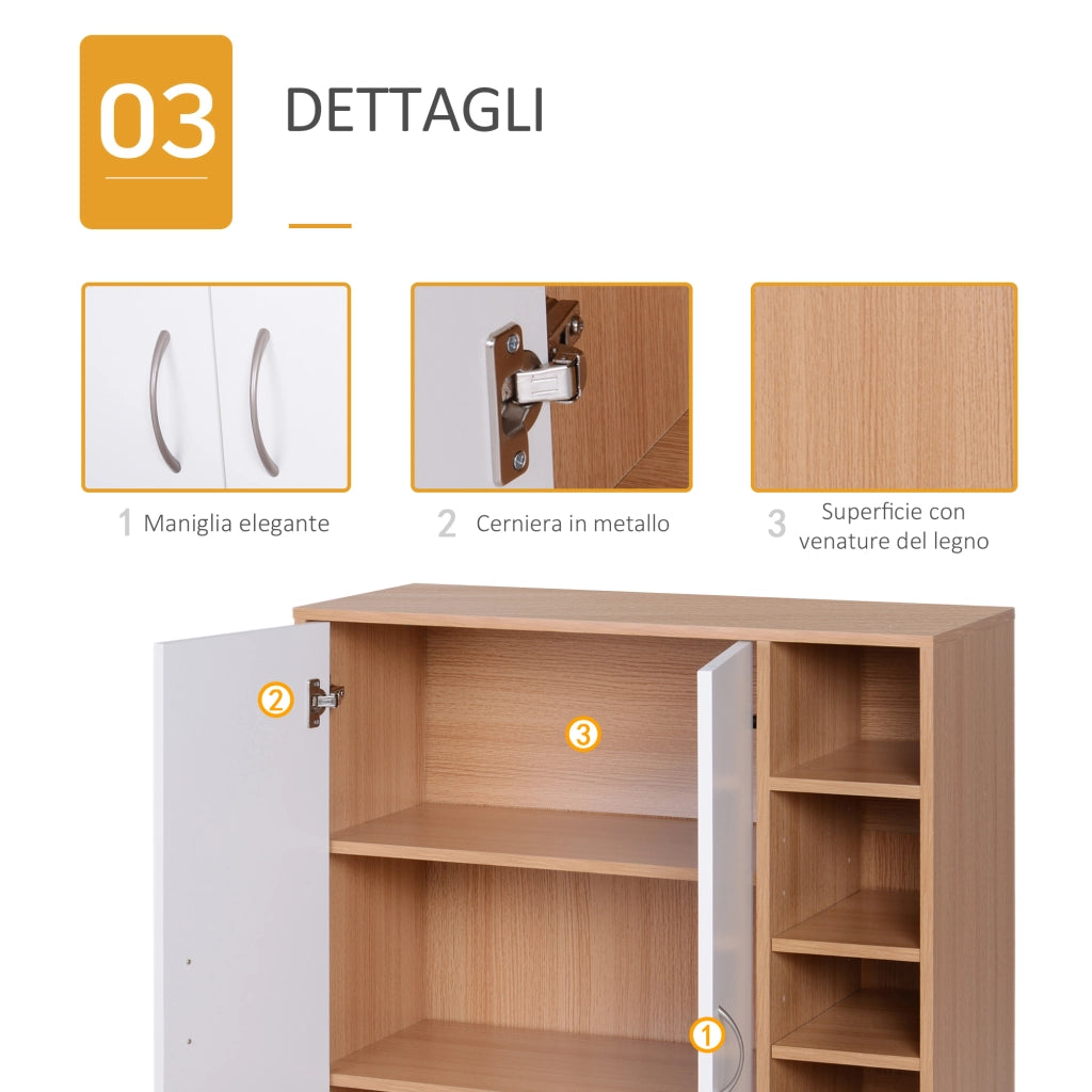EasyComfort Scarpiera Slim da Parete, Mobile Multiuso con 2 Ante e Ripiani Regolabili per Camera da Letto e Ingresso, in Legno, 80x32x91cm
