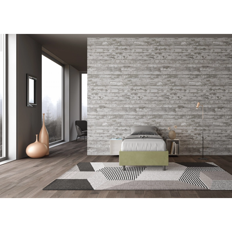 Letto Sommier imbottito Singolo 80x210 cm Azelia - Senza rete,Microfibra,Tè verde