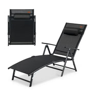 Chaise longue pieghevole 142 x 61 x 103 cm schienale regolabile in 7 posizioni design ergonomico metallo nero 20_0019573