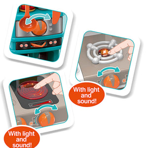 Cucina Giocattolo Bambini con Luci e Suoni 34 Accessori Gioco 87x78x29cm Azzurro