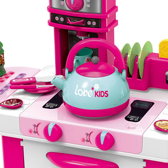 Cucina Giocattolo Bambini Luci Suoni e Bollitore Funzionante 29 Accessori Rosa