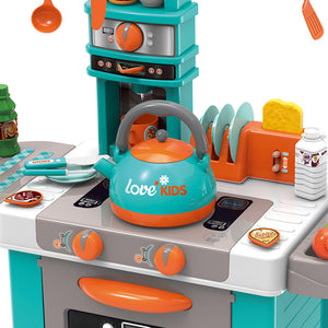 Cucina Giocattolo Bambini Luci Suoni e Bollitore Funzionante 29 Accessori Azzurr