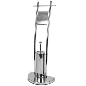 Piantana Bagno Portarotolo e Portascopino Acciaio Cromato da Terra WC Altezza 84