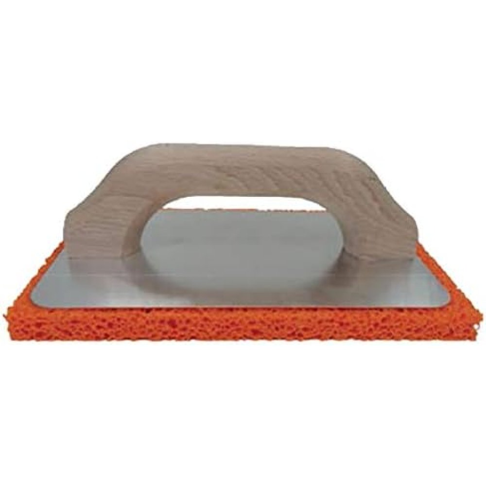Frattone base alluminio manico legno spugna arancio 14x22
