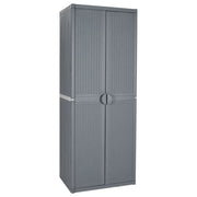 Armadio da Giardino Grigio 65x45x172 cm in Rattan PP