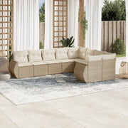 Set Divano da Giardino 9 pz con Cuscini Beige in Polyrattan 3254175