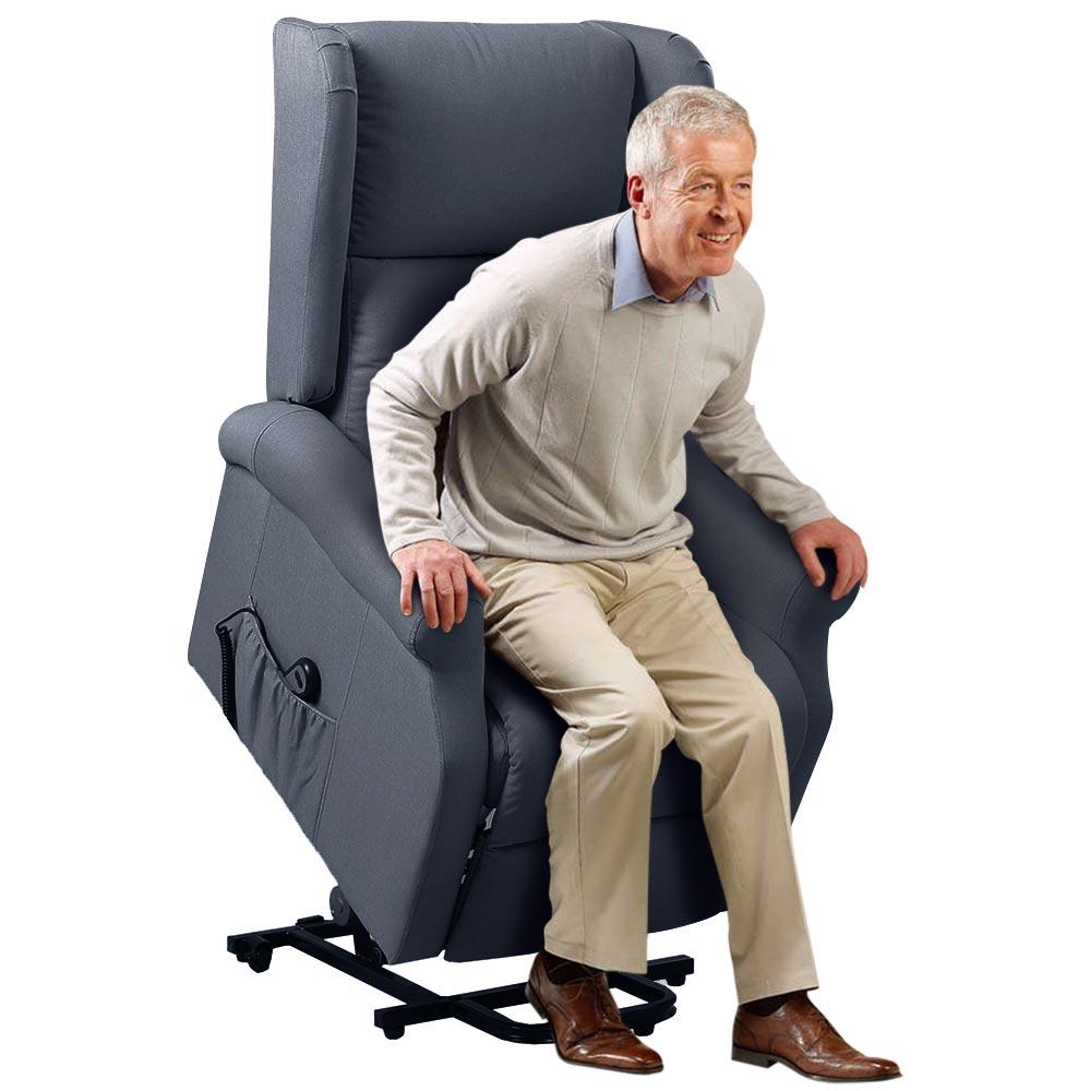 Poltrona Alzapersona Elettrica Motorizzata Reclinabile Tessuto Grigio Anziani
