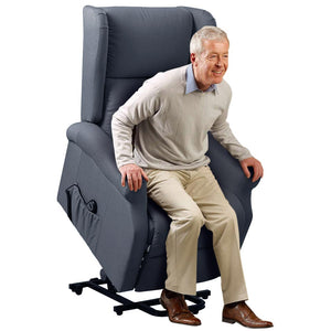 Poltrona Alzapersona Elettrica Motorizzata Reclinabile Tessuto Grigio Anziani