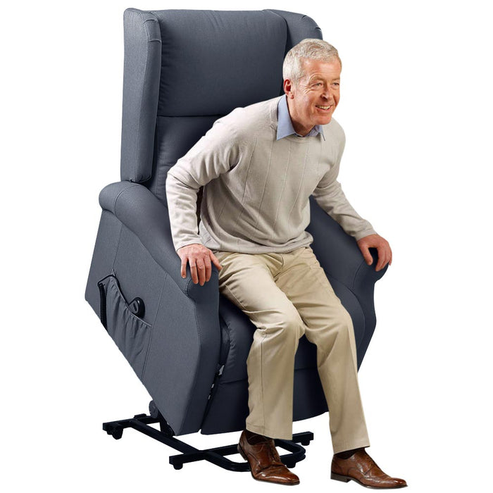 Poltrona Alzapersona Elettrica Motorizzata Reclinabile Tessuto Grigio Anziani