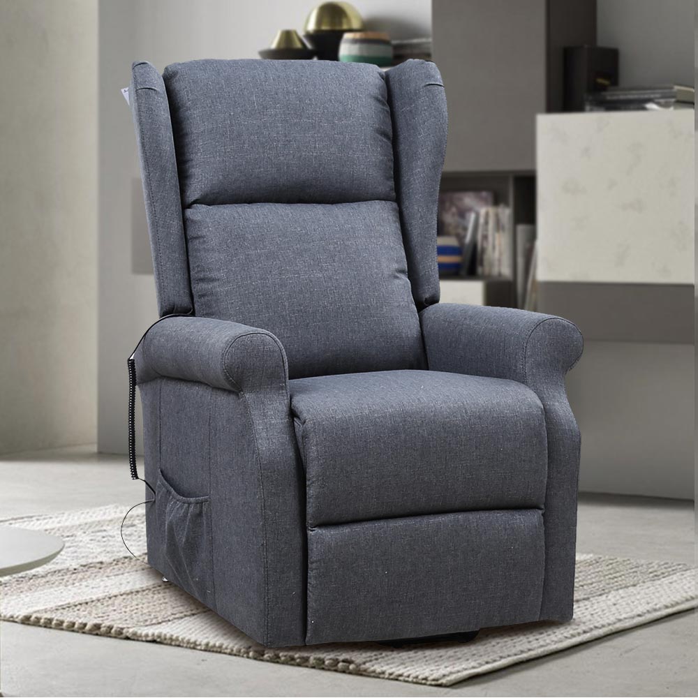 Poltrona Alzapersona Elettrica Motorizzata Reclinabile Tessuto Grigio Anziani