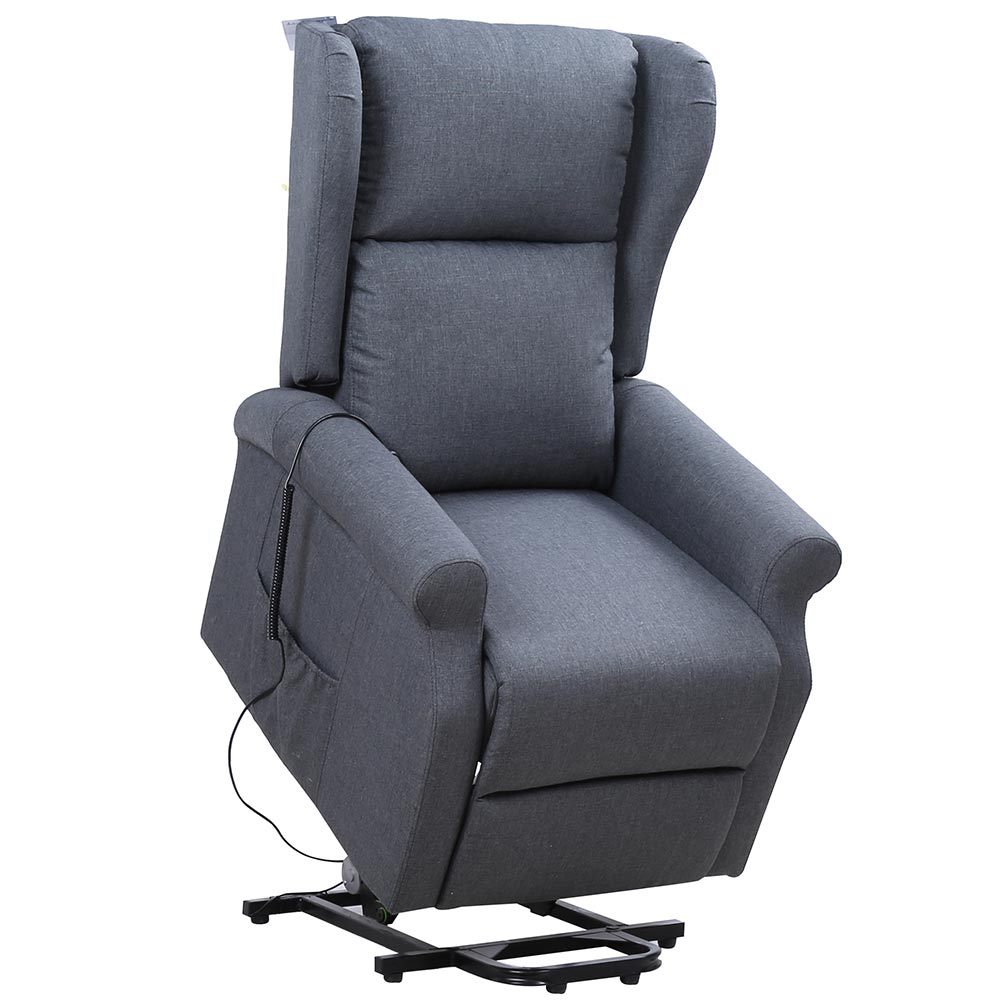 Poltrona Alzapersona Elettrica Motorizzata Reclinabile Tessuto Grigio Anziani