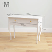 Consolle da Ingresso 100x40x74 cm con Cassetto in MDF Bianco