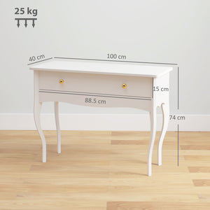 Consolle da Ingresso 100x40x74 cm con Cassetto in MDF Bianco