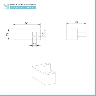 Set accessori a muro 6 pezzi in acciaio cromato e viti incluse  Unica