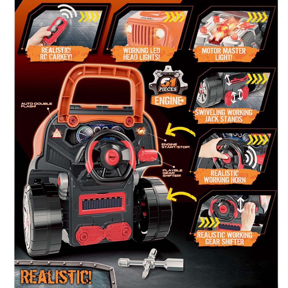 Macchina Elettrica da Costruire Giocattolo Bambini Luci Suoni Accessori Arancio