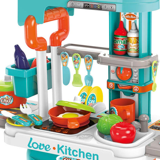 Cucina Giocattolo Bambini Richiudibile Trolley Valigetta Luci Suoni e Accessori