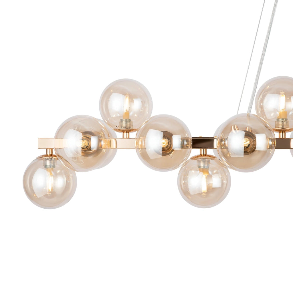 Maytoni Lampadario contemporaneo Dallas 25 luci G9 oro metallo diffusori vetro ambra