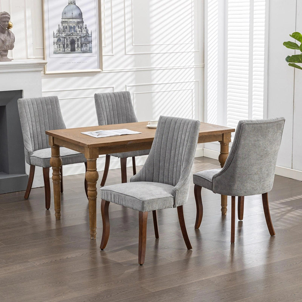 Set 2 sedie Channel - Xylo - tessuto floqué grigio gambe legno curvate
